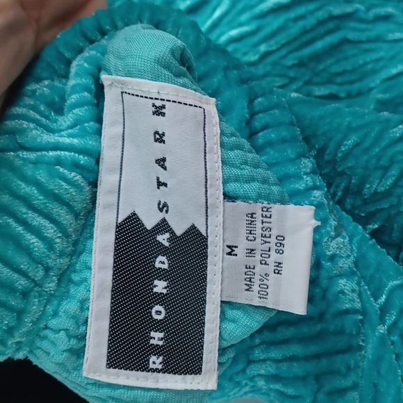 Rhonda Stark Textured Velvet Turquoise  Blazer - Size M, vintage, stretchy - Picture 5 of 6